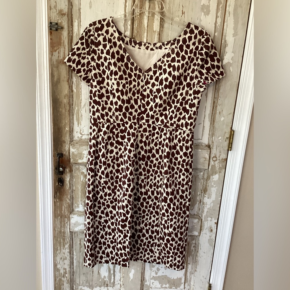 J. Crew V-back dress in giraffe printed bi-stretch cotton - size 14 - NWT! - Picture 4 of 13